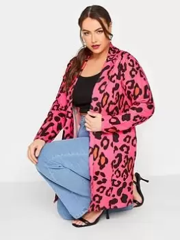 Image of Yours Blazer Statement Leopard - Pink, Size 28, Women