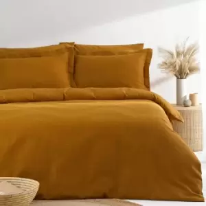 Image of Jansons Waffle Duvet Set (Single) (Antique Mustard) - Antique Mustard