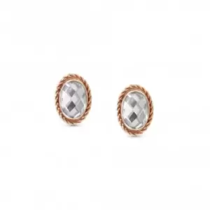 Image of Nomination 375 Gold Zirconia Oval Rich White Earrings 027821/010