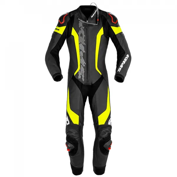 Image of Spidi Laser Pro Perforated Black Fluo Yellow 1 Piece Size 52