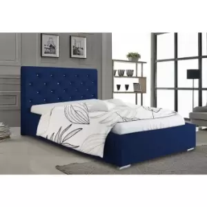 Image of Hillary Upholstered Beds - Plush Velvet, Single Size Frame, Blue - Blue