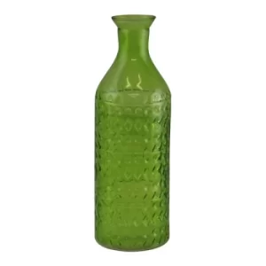 Image of Light Green Small Geometric Embossed Glass Bottle Style Vase