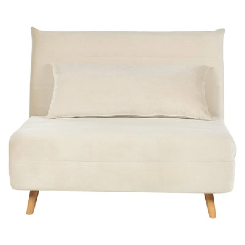 Image of Beliani Single Sofa Bed Setten Velvet Light Beige
