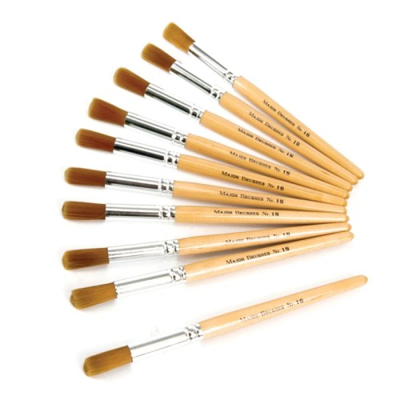 Image of Major Brushes Golden Nylon Short Round Brush Size 18 (Pack of 10) AR02278 AR02278