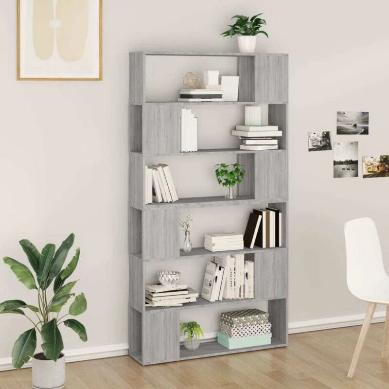 Image of VIDAXL Vidaxl - Book Cabinet/Room Divider Grey Sonoma 100x24x188cm 8720845858117