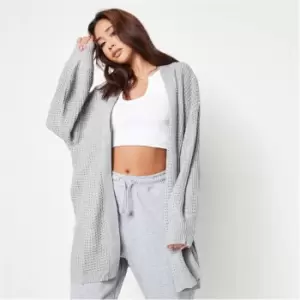 Image of Missguided Recycled Waffle Knit Cardigan - Grey