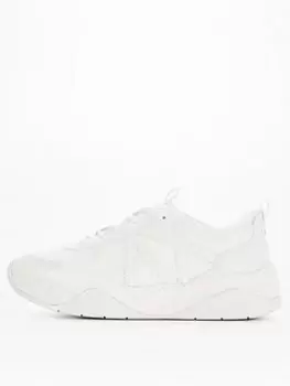 Image of Armani Exchange PU Suede Mix Chunky Trainer - White, Size 39, Women