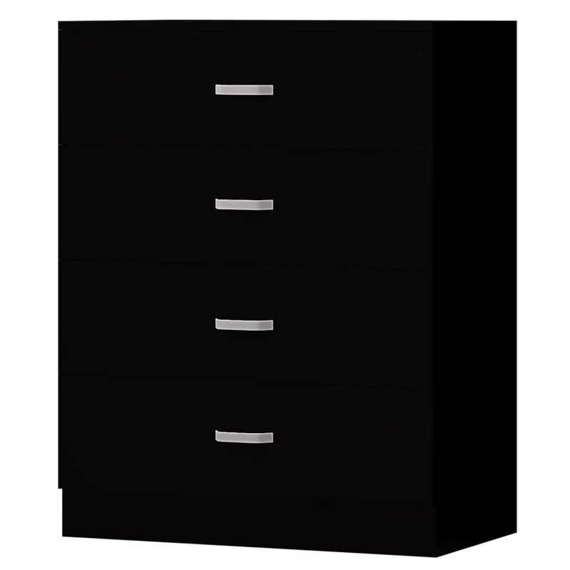 Image of FWStyle FWStyle Black 4 Drawer Chest Of Drawers Metal Handles Scratch Resistant Black One Size Unisex 5056413127785