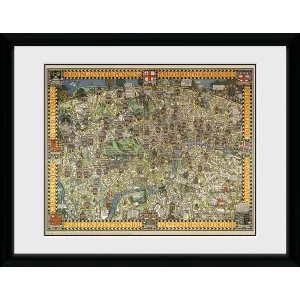 Image of Transport For London Tapestry Map 12 x 16 Framed Collector Print