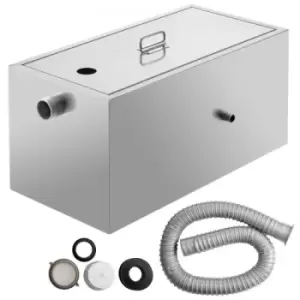 Image of VEVOR Commercial Grease Interceptor, 6 GPM Commercial Grease Trap, 8 LB Grease Interceptor, Stainless Steel Grease Trap w/ Top & Side Inlet, Under Sin
