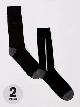 Image of BOSS Bodywear 2 Pack Iconic Socks, Black, Size 39-42, Men