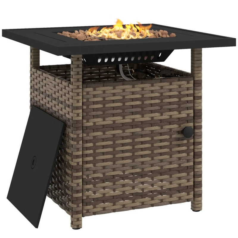 Image of Outsunny 50,000 BTU Rattan Fire Pit Table, Brown 867-209V70MB