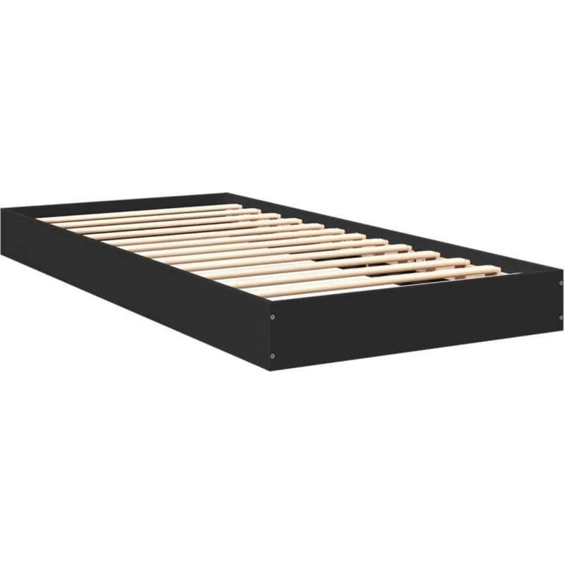Image of VIDAXL Vidaxl - Bed Frame without Mattress Black 75x190cm Small Single Engineered Wood 8721102599392
