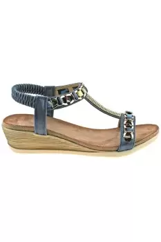 Image of Brizia Jeweled Elasticated Halter Back Wedge Sandal