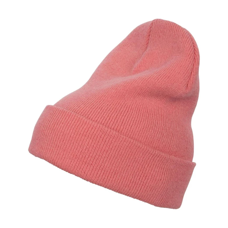Image of Yupoong Flexfit Heavyweight Long Beanie Winter Hat in Coral Unisex One Size