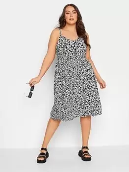 Image of Yours Strappy Sundress Mono Ditsy, Black, Size 20, Women