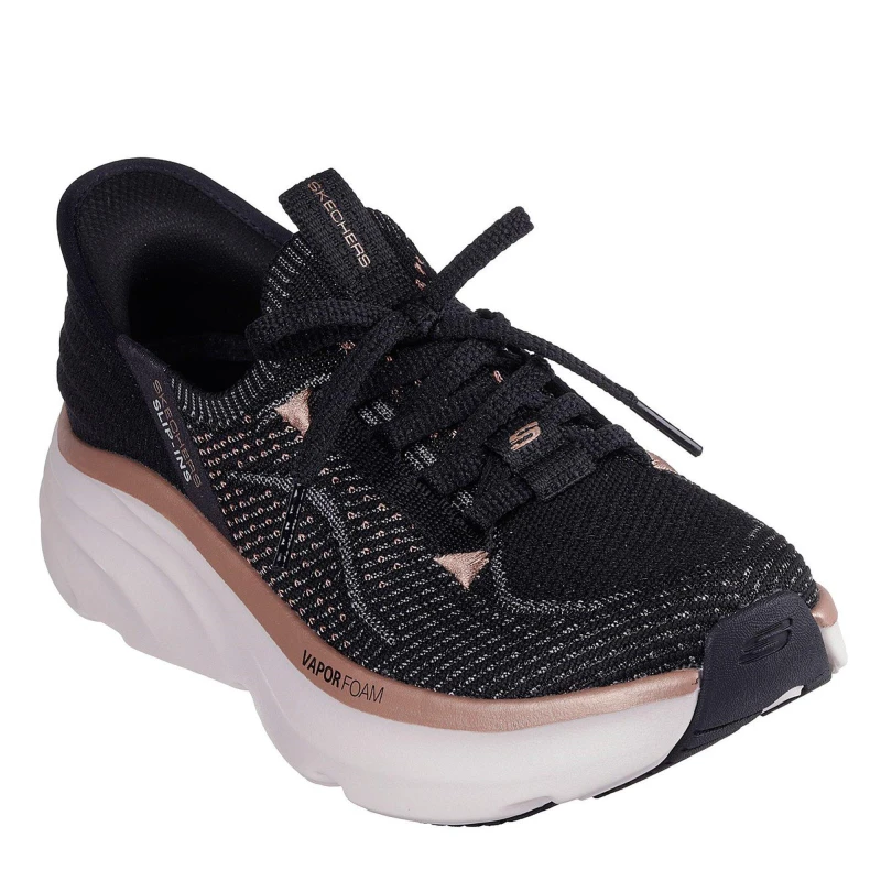 Image of Skechers Womens D Lux Vapor Runners Black/Rose Gold female 5 (38)