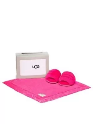 Image of UGG UGG Fluff Yeah Slide And Lovey Baby Gift Set, Rose, Size 4-5