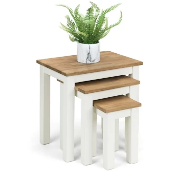 Image of Adelaide - Country Nest Of 3 Tables White & Oak
