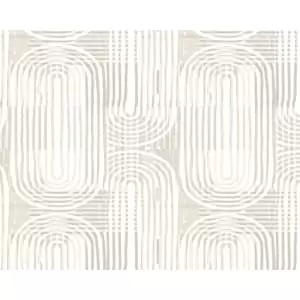 Image of Curved Line Texture Grey Wall Mural - 3.5m x 2.8m