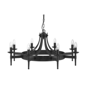 Image of Cartwheel 8 Light Chandelier Black Finish, E14