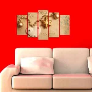 Image of 5PYY-006 Multicolor Decorative MDF Painting Merry Christmas Gold (5 Pieces)