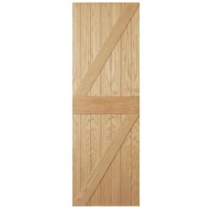 Image of Ledged Braced Oak Veneer Oak Veneer Unglazed External FrontBack Door H2032mm W813mm