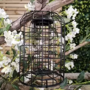 Image of Heavy Duty Squirrel Proof Caged Garden Wild Bird Hanging Black Metal Fat Ball Feeder