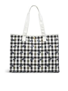 Image of Radley Checked Dog Large Open Top Tote Bag - Chalk