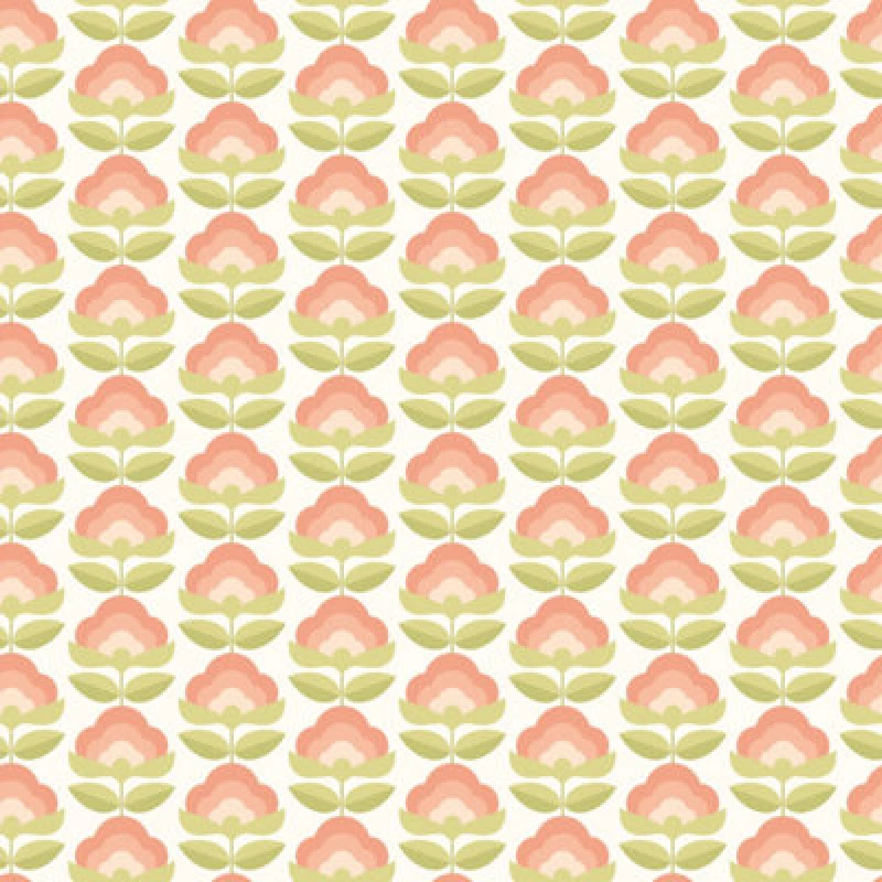 Image of Hoopla Walls Retro Flower Apricot Mix Smooth Matt Wallpaper