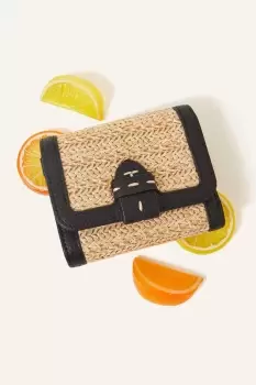 Image of Small Contrast Raffia Purse