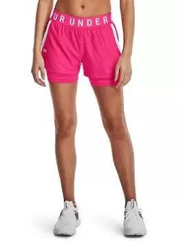 Image of Under Armour Play Up 2-In-1 Shorts - Bright Pink