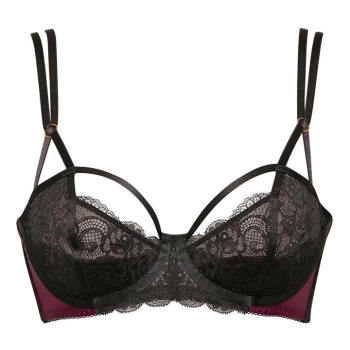 Image of Figleaves Brooke Peep Strapping Balcony Bra - Red