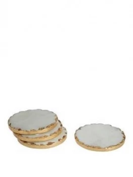 Image of Premier Housewares Set Of 4 Round Marble And Gold Coasters