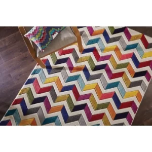 Image of Modern Quality Handcarved Geometric Design Multi Colour Soft Rug in 160x230cm (5'3''x7'7'') Bolero
