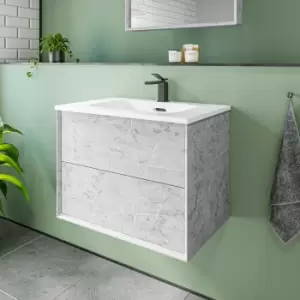 Image of 700mm Concrete Efffect Wall Hung Vanity Unit with Basin - Arragon