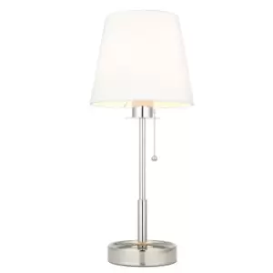 Image of Florence Base & Shade Table Lamp, Bright Nickel Plate, Vintage White Fabric