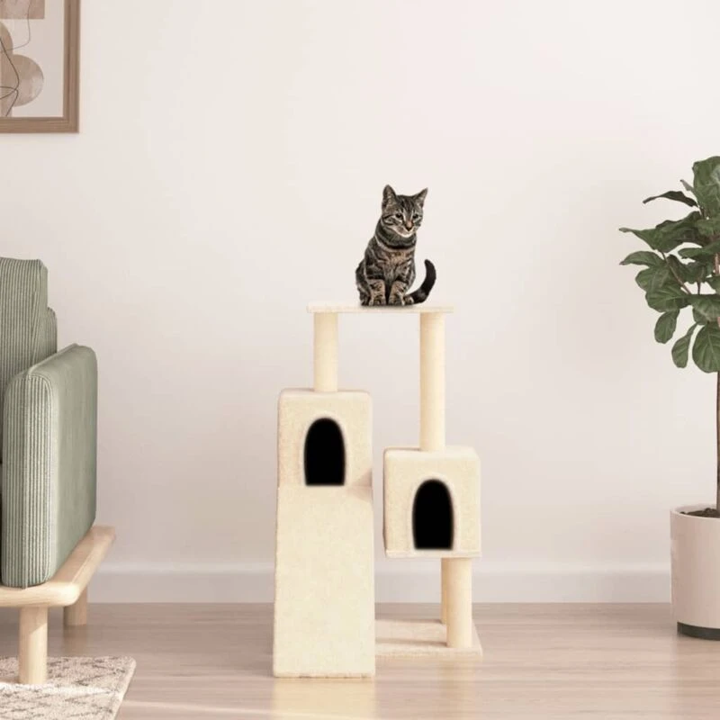 Image of vidaXL Cat Tree w/ Sisal Scratching Posts Cream 82cm, Cream 171777