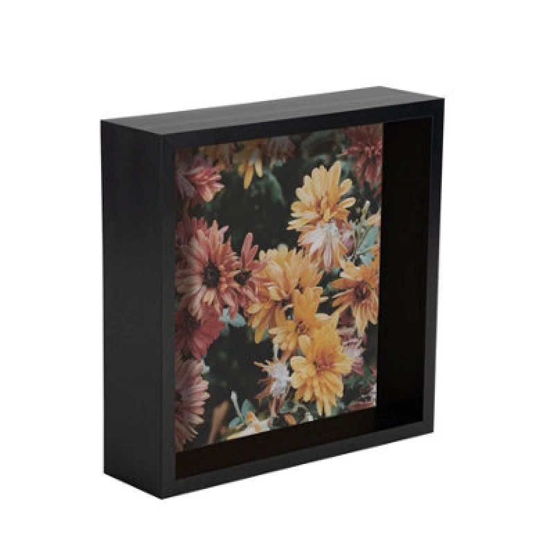 Image of Nicola Spring 8 X 8" Deep Photo Frame - Black - 3D Deep Box Picture Frame Portrait Display Case (22.5 X 22.5Cm)