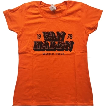 Image of Van Halen - World Tour '78 Womens Medium T-Shirt - Orange