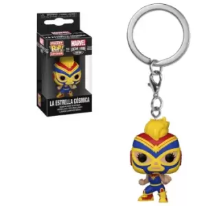 Image of Marvel Luchadores Captain Marvel Pop! Keychain