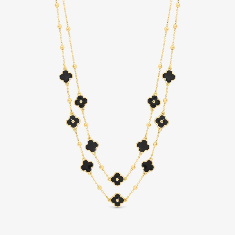 Image of Mood Jet Clover Multi Row Necklace Chain Necklaces One Size Gold 70958710000