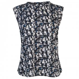 Image of DKNY Print Flutter Top - Lagoon Multi