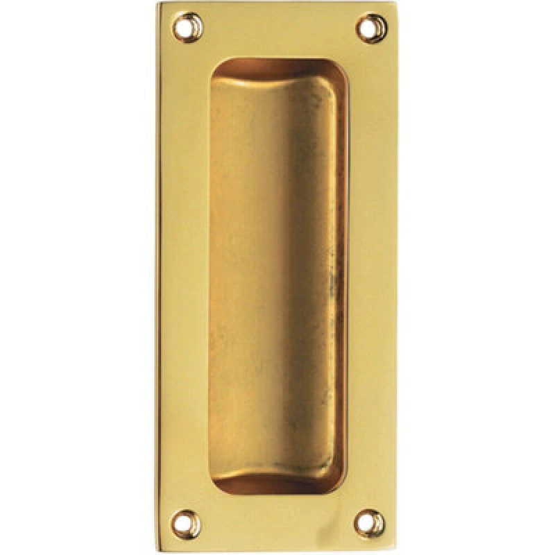 Image of Loops Recessed Sliding Door Flush Pull 102 x 45mm 10.5mm Depth Polished Brass Metallics unisex