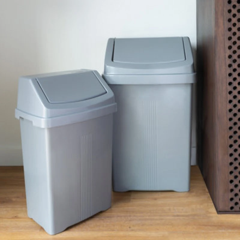 Image of Wham 2 Piece Casa Bin Set (25L/50L Swing Bin) Silver