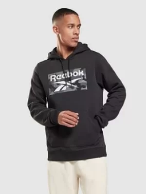 Image of Reebok Camo Hoodie, Black, Size L, Men