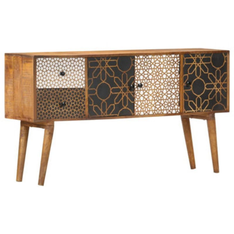 Image of Vidaxl Sideboard With Printed Pattern 130X30X70 Cm Solid Mango Wood