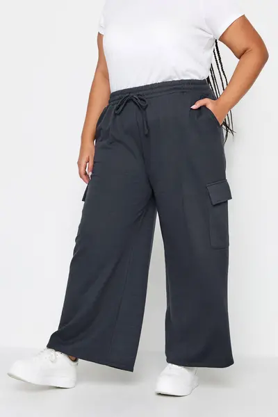 Image of Yours Wide Leg Cargo Joggers Mid Navy