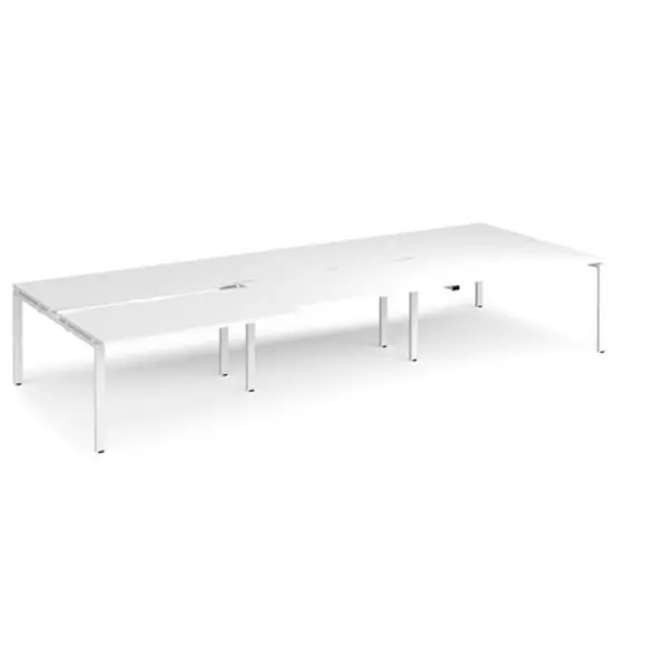 Image of Adapt Bench Desk 6 Person Rectangular Desks 4200mm With Sliding Tops White Tops With White Frames 1600mm Depth Adapt White STE4216-WH-WH