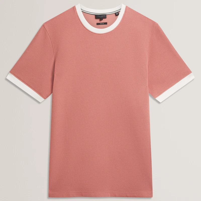 Image of Ted Baker Ted SS Text T-Shirt Sn62 Mid-Pink male S (2)